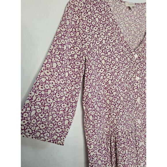 Pablo Women's Short Sleeve Pleated Blouse Top Size 38 Floral Button Front Pink - Picture 4 of 6